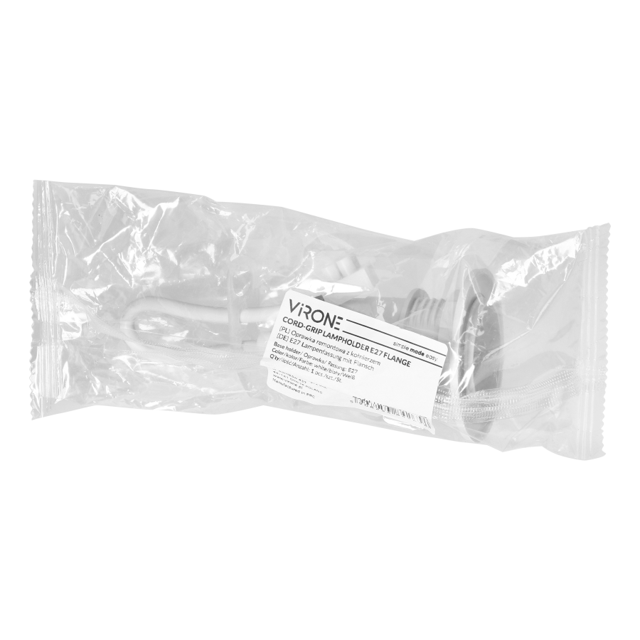 Cord-grip lampholder E27 with flange, white